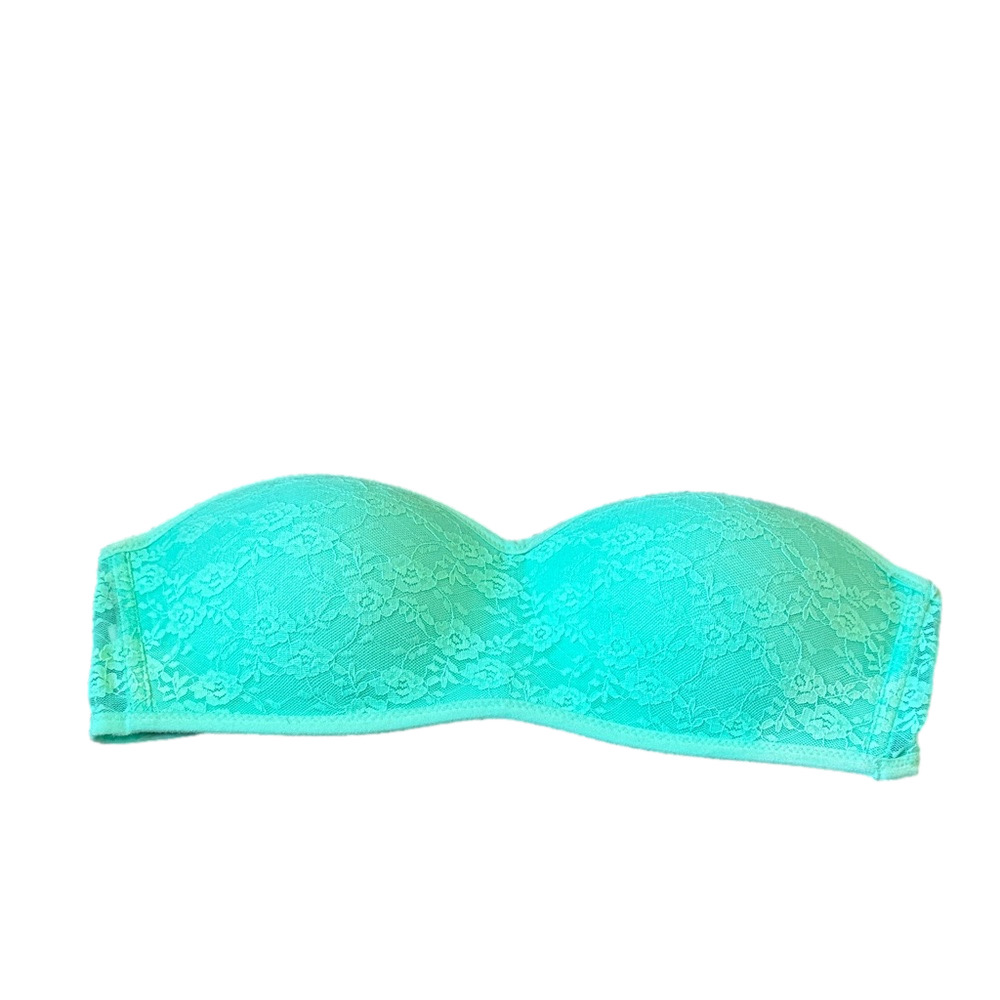 PINK Victoria’s Secret Mint Green Lace Strapless Bandeau Bra Size L